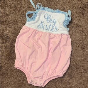 Big Sister Pink & Light Blue Baby One-Piece Romper